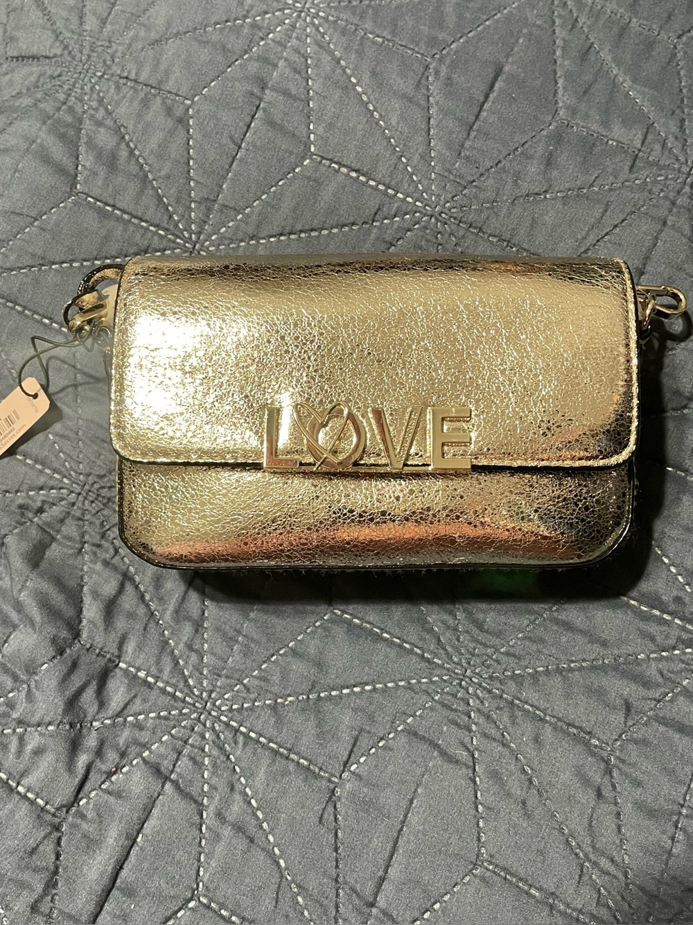 Victoria's Secret Metallic Silver LOVE Chain Crossbody